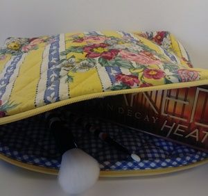 Sale...Yellow Floral Make up bag Med